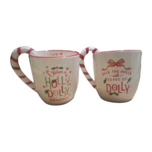 Dolly Parton 16 oz. Candy Cane & Deck The Halls Set Of 2 Christmas Mugs  New